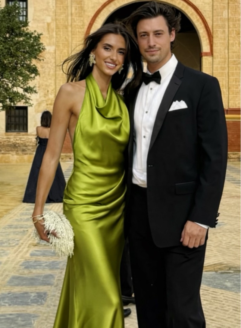 ΦΟΡΕΜΑ ΜΑΧΙ ΜΕ ΑΝΟΙΧΤΗ ΠΛΑΤΗ ΣΑΤΕΝ OLIVE 26455 Κοκτέιλ Φορέματα