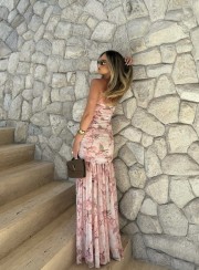 ΦΟΡΕΜΑ MAXI STRAPLESS FLORAL 26456 Κοκτέιλ Φορέματα