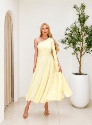 ΦΟΡΕΜΑ ΜΕ ΕΝΑΝ ΩΜΟ ΚΑΙ ΑΕΡΙΝΕΣ ΚΟΡΔΕΛΕΣ BUTTER YELLOW 26458 Κοκτέιλ Φορέματα