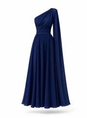ΦΟΡΕΜΑ ΜΕ ΕΝΑΝ ΩΜΟ ΚΑΙ ΑΕΡΙΝΕΣ ΚΟΡΔΕΛΕΣ NAVY BLUE 26458 Κοκτέιλ Φορέματα