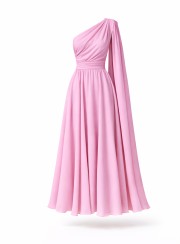 ΦΟΡΕΜΑ ΜΕ ΕΝΑΝ ΩΜΟ ΚΑΙ ΑΕΡΙΝΕΣ ΚΟΡΔΕΛΕΣ ΡΟΖ 26458 Κοκτέιλ Φορέματα