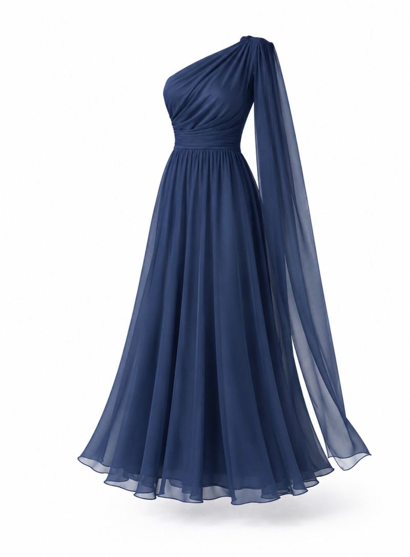 ΦΟΡΕΜΑ ΜΕ ΕΝΑΝ ΩΜΟ ΚΑΙ ΑΕΡΙΝΕΣ ΚΟΡΔΕΛΕΣ NAVY BLUE 26458 Κοκτέιλ Φορέματα