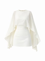 ΦΟΡΕΜΑ MINI BACKLESS ΜΕ ΚΑΠΑ ΛΕΥΚΟ 26459 Κοκτέιλ Φορέματα