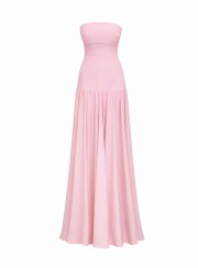 ΦΟΡΕΜΑ MAXI STRAPLESS ΜΕ ΕΣΑΡΠΑ ΡΟΖ 26462 Κοκτέιλ Φορέματα