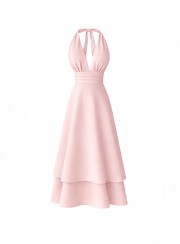 ΦΟΡΕΜΑ MIDI HALTER LAYERED ΡΟΖ 26463 Κοκτέιλ Φορέματα