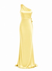 ΦΟΡΕΜΑ MAXI ONE SHOULDER BACKLESS BANANA 26465 Κοκτέιλ Φορέματα