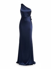 ΦΟΡΕΜΑ MAXI ONE SHOULDER BACKLESS NAVY BLUE 26465 Κοκτέιλ Φορέματα