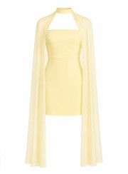 ΦΟΡΕΜΑ MINI STRAPLESS ΜΕ ΚΑΠΑ BUTTER YELLOW 26467 Κοκτέιλ Φορέματα