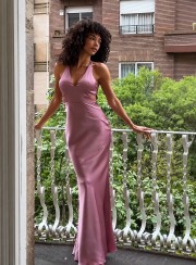 ΦΟΡΕΜΑ MAXI BACKLESS FIRE DUSTY ROSE 26470 Κοκτέιλ Φορέματα