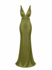 ΦΟΡΕΜΑ MAXI BACKLESS FIRE OLIVE 26470 Κοκτέιλ Φορέματα