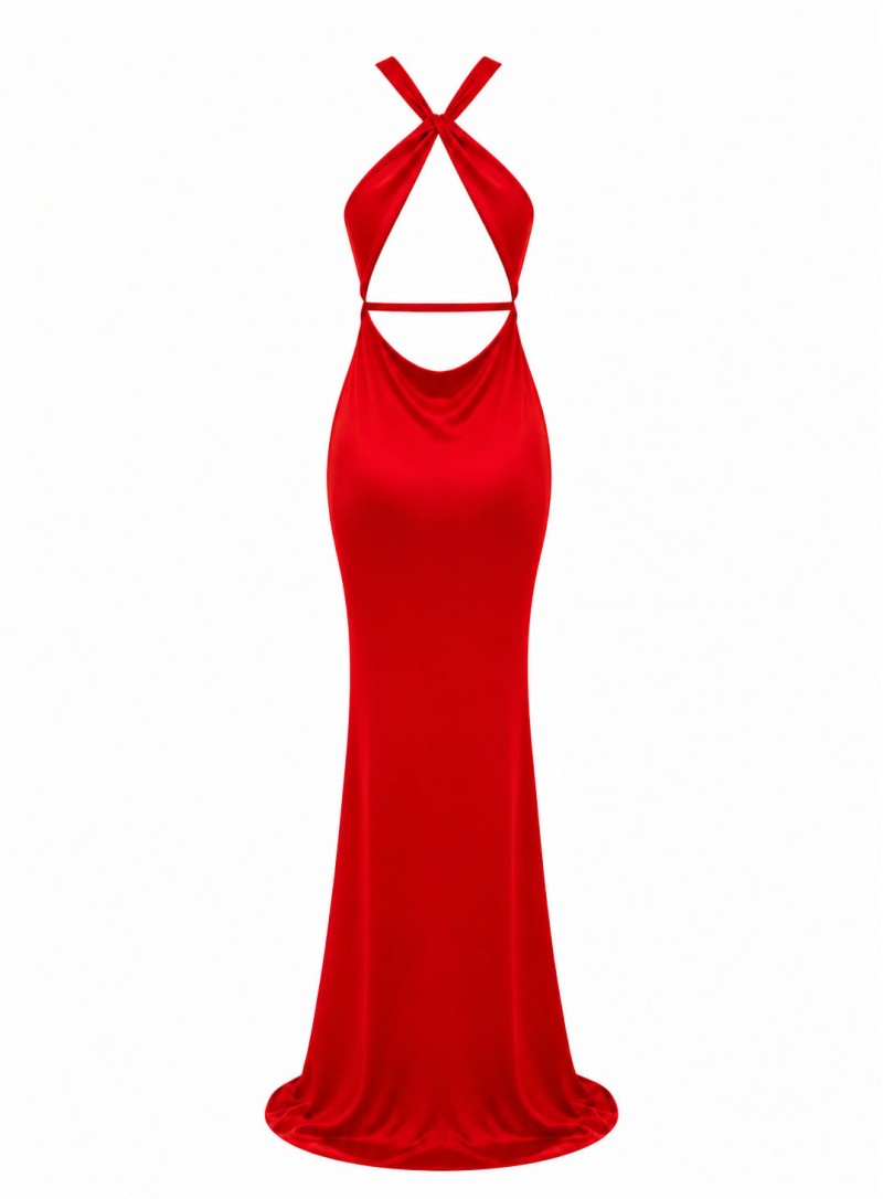 ΦΟΡΕΜΑ MAXI BACKLESS FIRE 26470 Κοκτέιλ Φορέματα