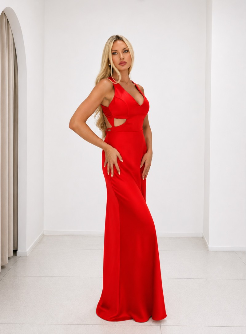 ΦΟΡΕΜΑ MAXI BACKLESS FIRE 26470 Κοκτέιλ Φορέματα