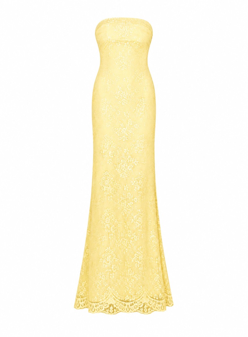 ΦΟΡΕΜΑ MAXI STRAPLESS LACE BANANA 26473