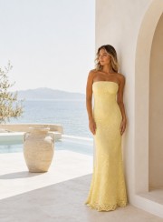 ΦΟΡΕΜΑ MAXI STRAPLESS LACE BANANA 26473 Κοκτέιλ Φορέματα