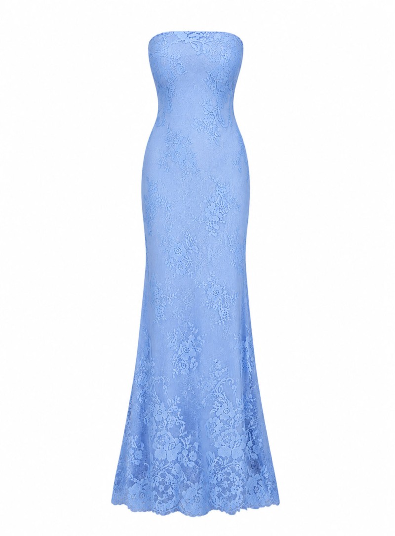 ΦΟΡΕΜΑ MAXI STRAPLESS LACE ΓΑΛΑΖΙΟ 26473