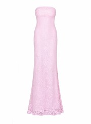 ΦΟΡΕΜΑ MAXI STRAPLESS LACE ΡΟΖ 26473 Κοκτέιλ Φορέματα