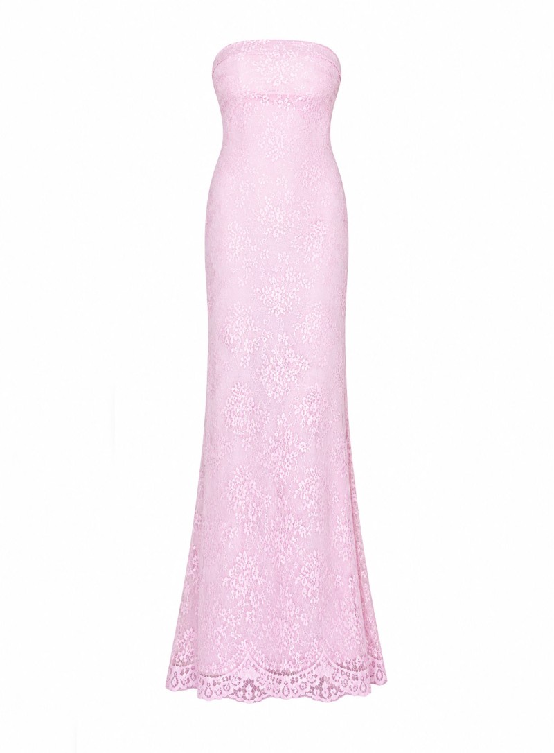 ΦΟΡΕΜΑ MAXI STRAPLESS LACE ΡΟΖ 26473