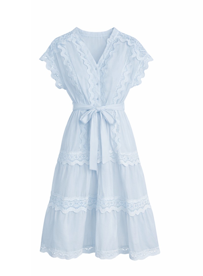 ΦΟΡΕΜΑ MINI ΑΜΑΝΙΚΟ ΜΕ ΔΑΝΤΕΛΑ ΓΑΛΑΖΙΟ 26701 Κοκτέιλ Φορέματα