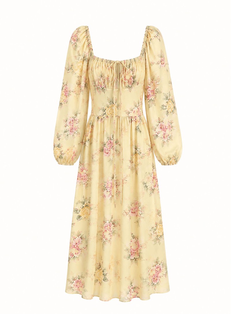 ΦΟΡΕΜΑ MIDI BALLOON FLORAL BANANA 26704