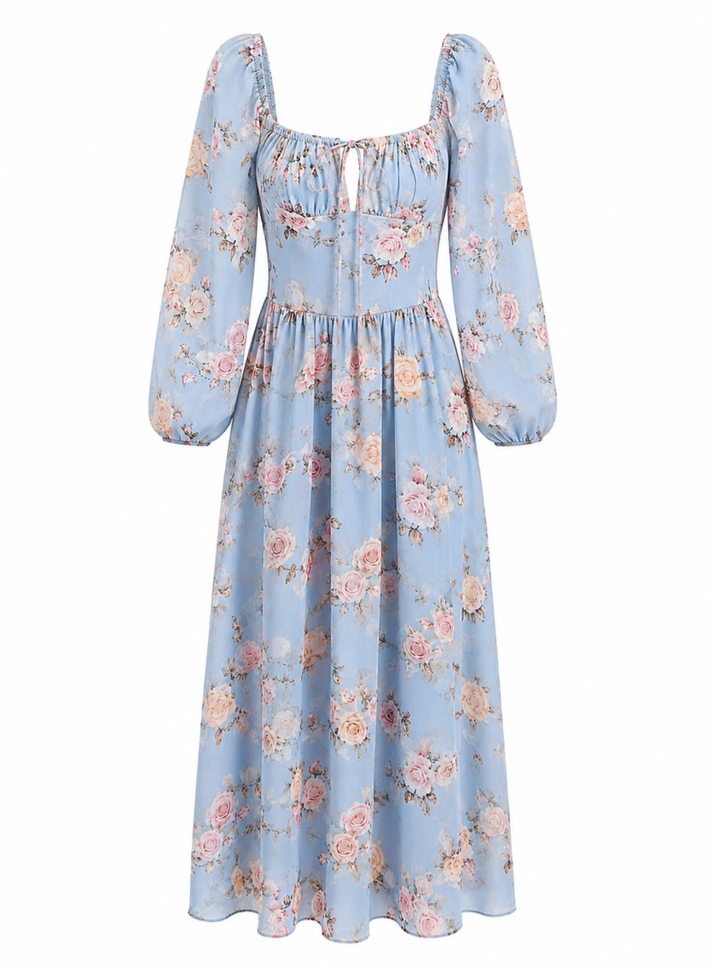 ΦΟΡΕΜΑ MIDI BALLOON FLORAL ΓΑΛΑΖΙΟ 26704