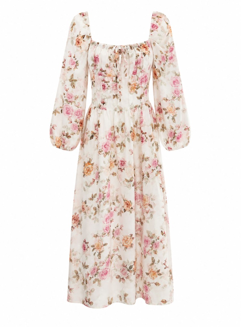 ΦΟΡΕΜΑ MIDI BALLOON FLORAL CREAM 26704