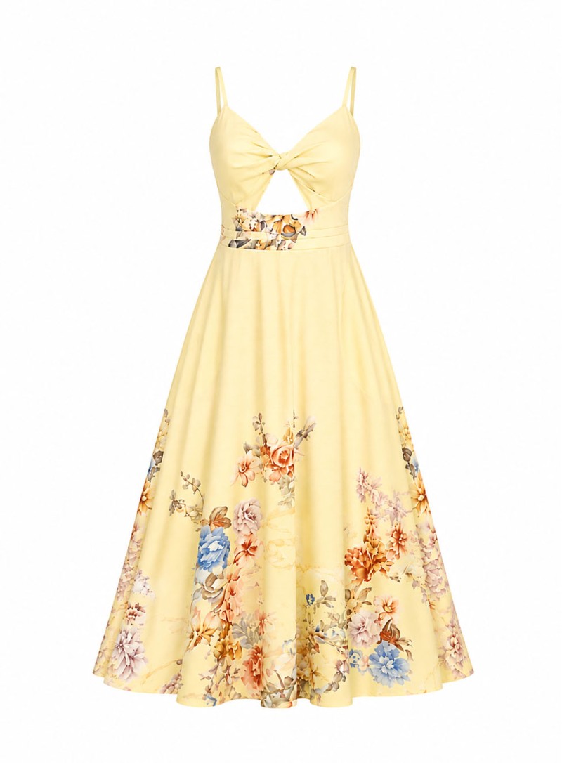 ΦΟΡΕΜΑ MIDI KNOT FLORAL BANANA 26705
