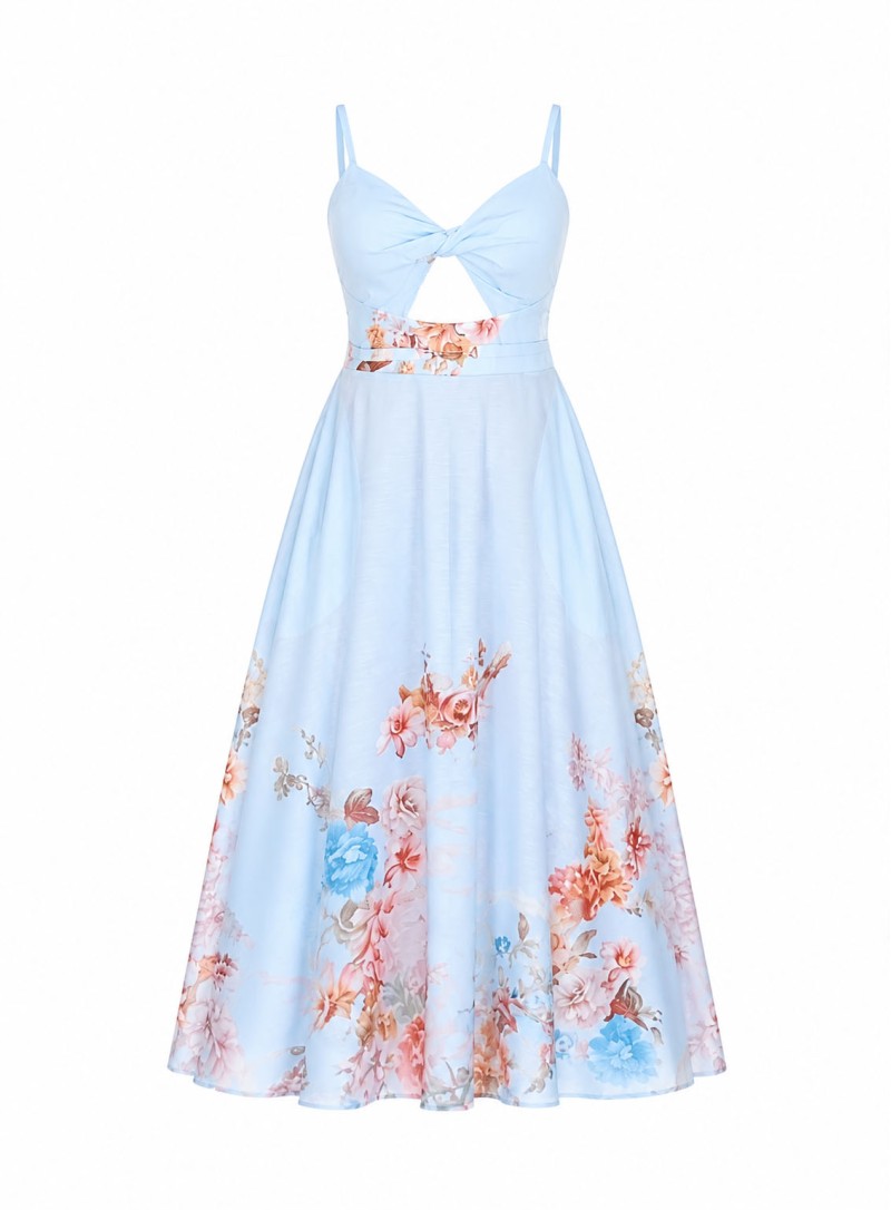 ΦΟΡΕΜΑ MIDI KNOT FLORAL ΓΑΛΑΖΙΟ 26705
