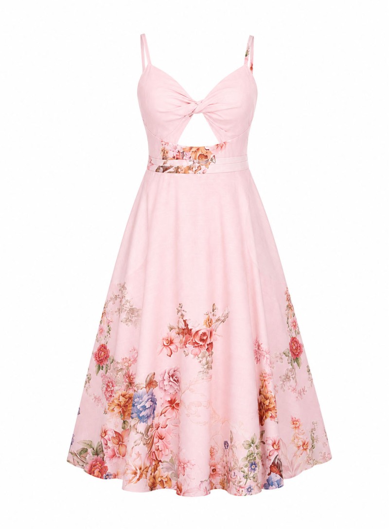 ΦΟΡΕΜΑ MIDI KNOT FLORAL ΡΟΖ 26705