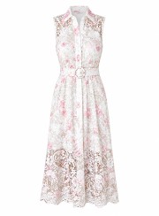 ΦΟΡΕΜΑ MIDI LACE PINK 26709 Κοκτέιλ Φορέματα