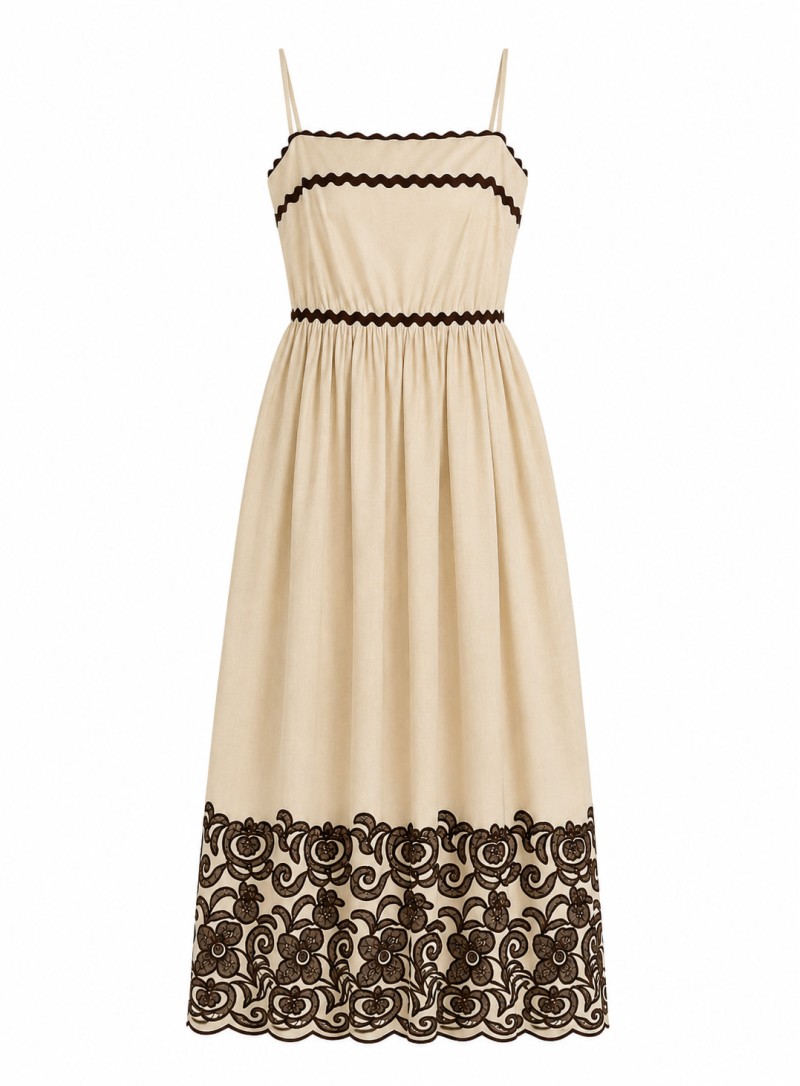ΦΟΡΕΜΑ MIDI LINEN/LACE ΜΠΕΖ 26710