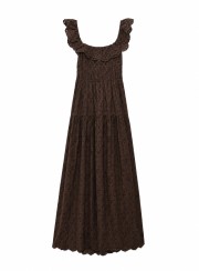 ΦΟΡΕΜΑ MAXI LACE BACKLESS CHOCOLA 26713 Κοκτέιλ Φορέματα