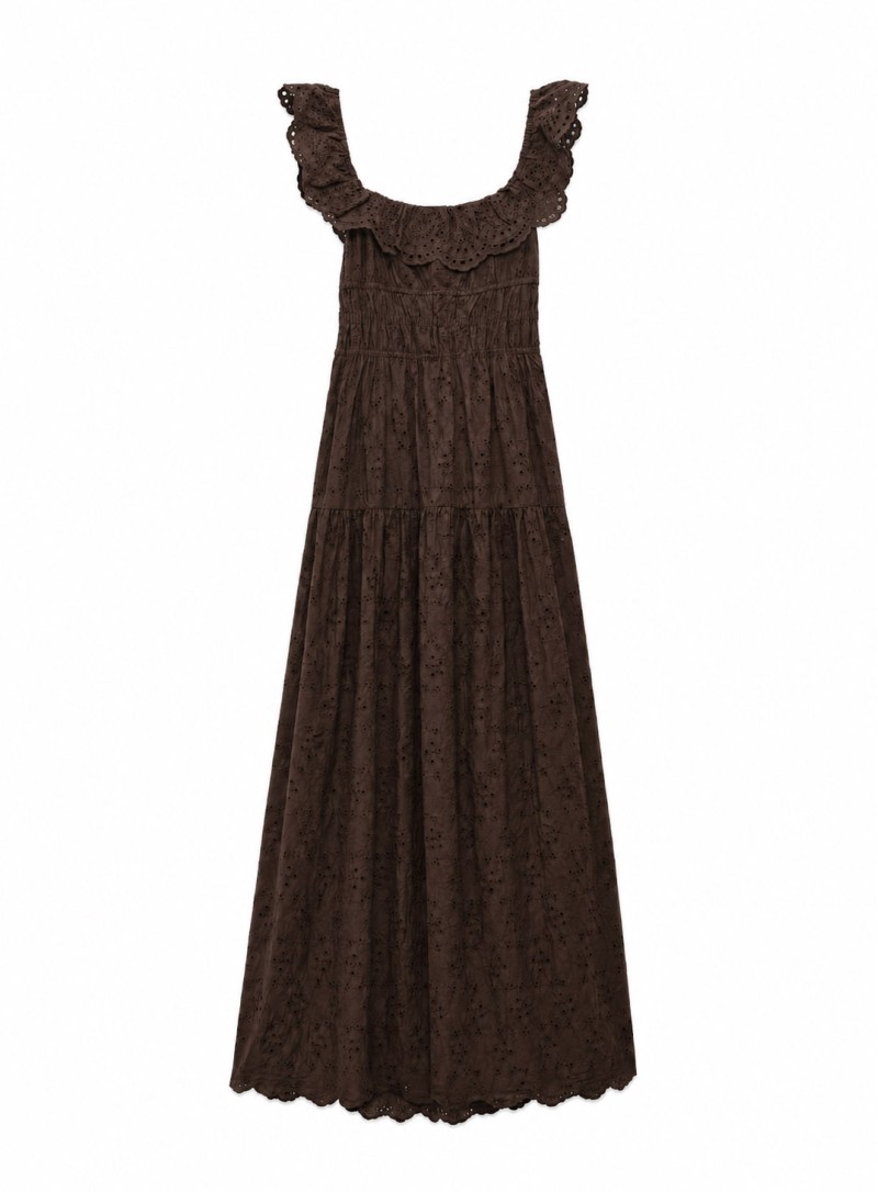 ΦΟΡΕΜΑ MAXI LACE BACKLESS CHOCOLA 26713 Κοκτέιλ Φορέματα