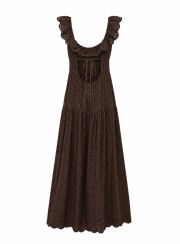 ΦΟΡΕΜΑ MAXI LACE BACKLESS CHOCOLA 26713 Κοκτέιλ Φορέματα