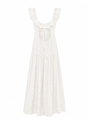 ΦΟΡΕΜΑ MAXI LACE BACKLESS ΛΕΥΚΟ 26713 Κοκτέιλ Φορέματα