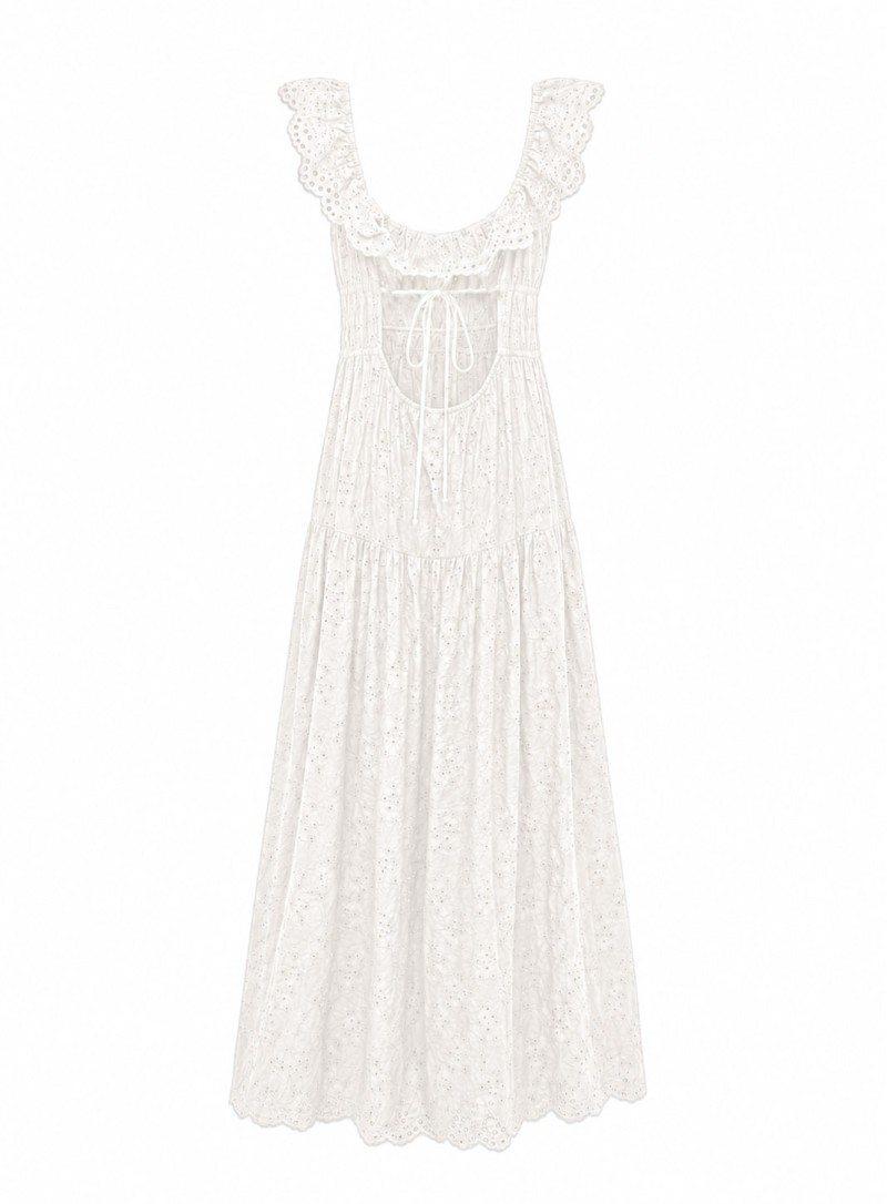ΦΟΡΕΜΑ MAXI LACE BACKLESS ΛΕΥΚΟ 26713 Κοκτέιλ Φορέματα