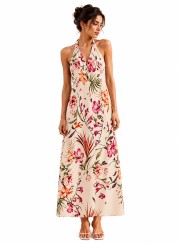 ΦΟΡΕΜΑ MAXI FLORAL HALTER NECK 26714 Κοκτέιλ Φορέματα