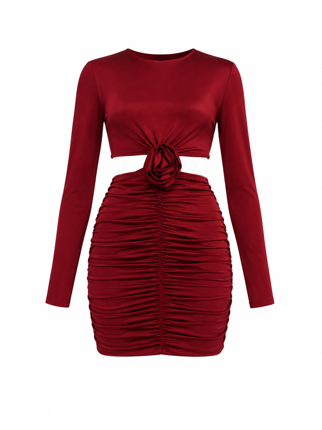 DRESS MINI CUT OUT FLOWER BORDEAUX 25415