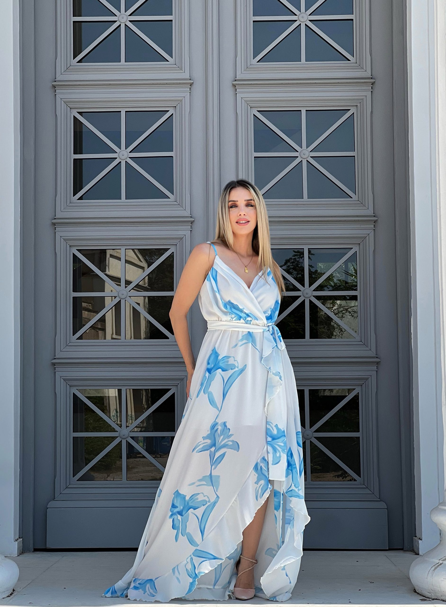 DRESS MAXI RUFFLED VANA WHITE 24486