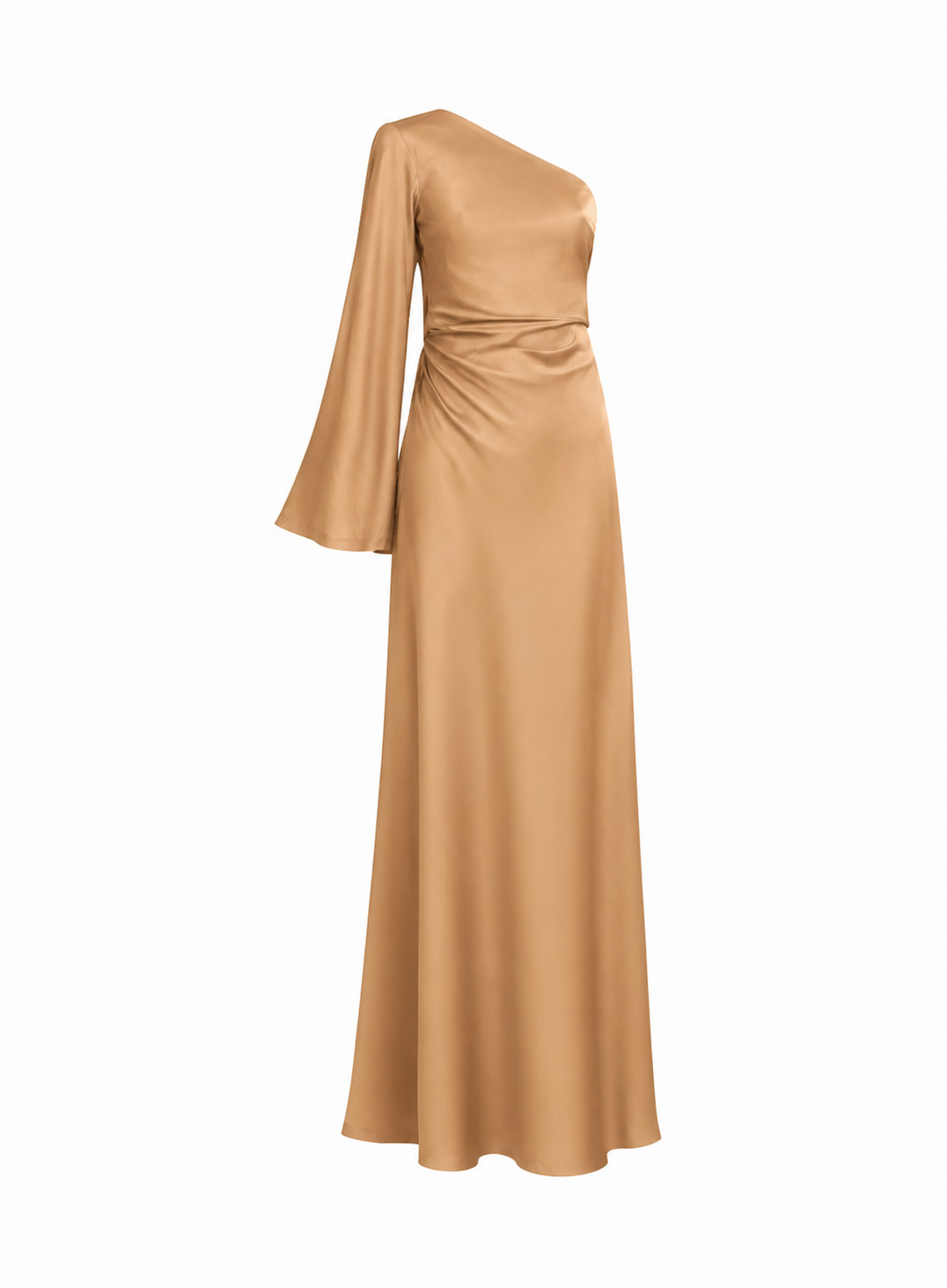 DRESS MAXI WITH ONE SLEEVE CHAI LATTE 26453
