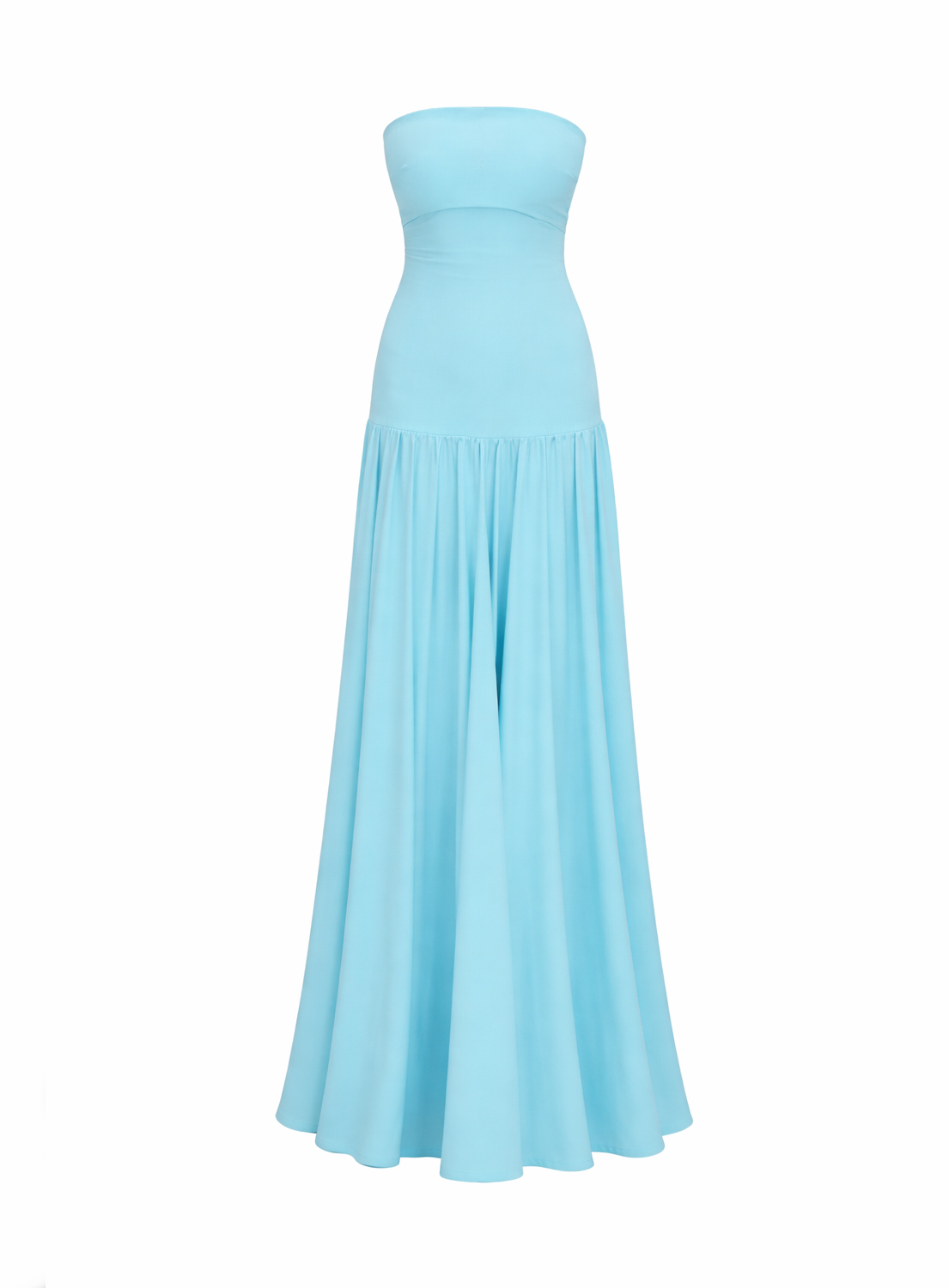 DRESS MAXI STRAPLESS WITH SCARF AQUA 26462
