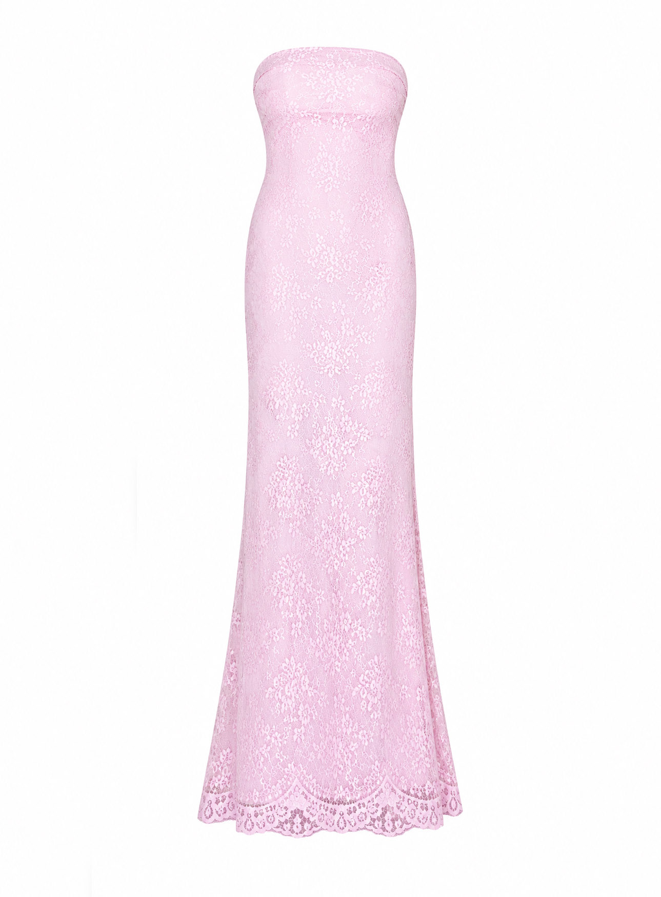 DRESS MAXI STRAPLESS LACE PINK 26473
