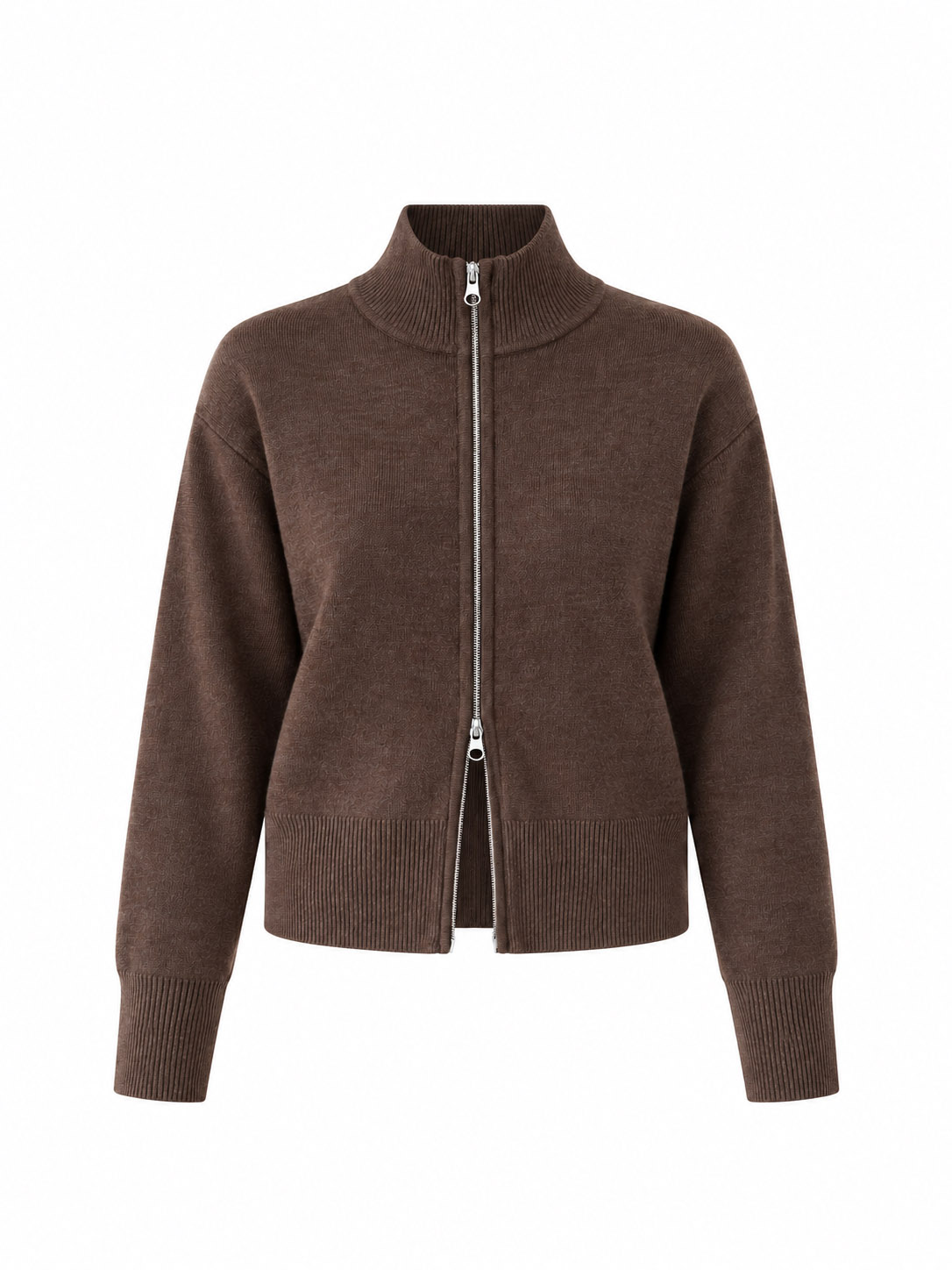 CARDIGAN KNITTED ZIPPER COFFEE 26151