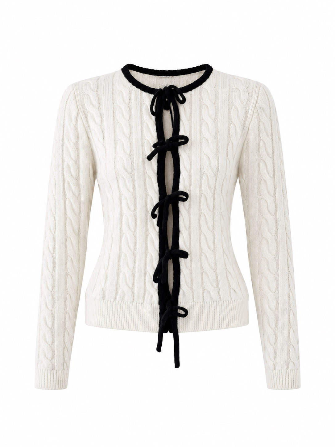 CARDIGAN KNITTED LACE UP CREAM 26153