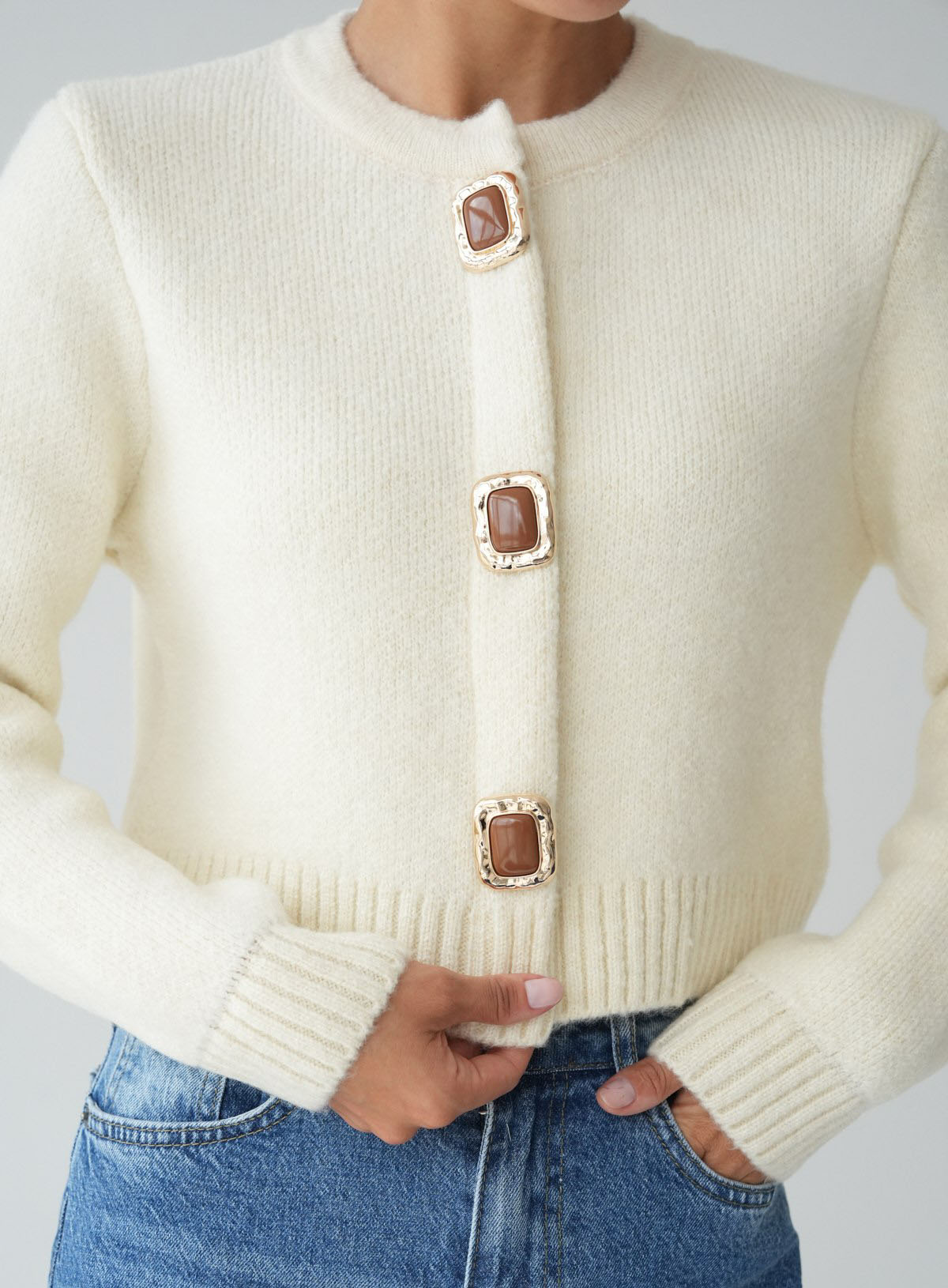 CARDIGAN CROPPED CREAM 26156