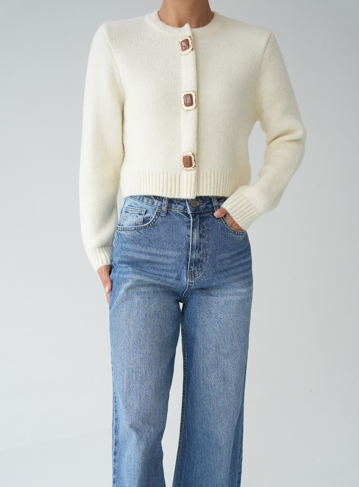 CARDIGAN CROPPED CREAM 26156